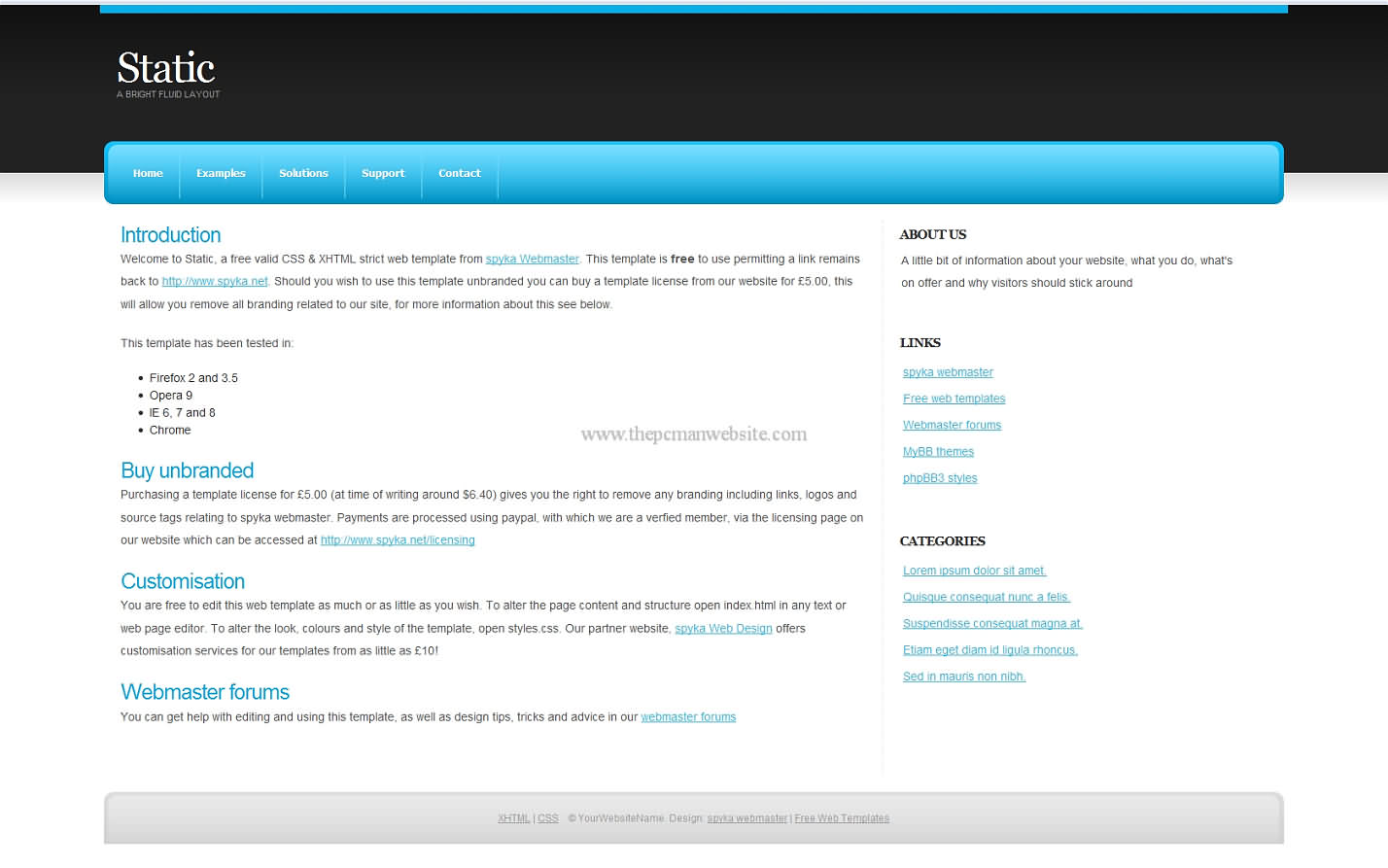 Static Blue css template