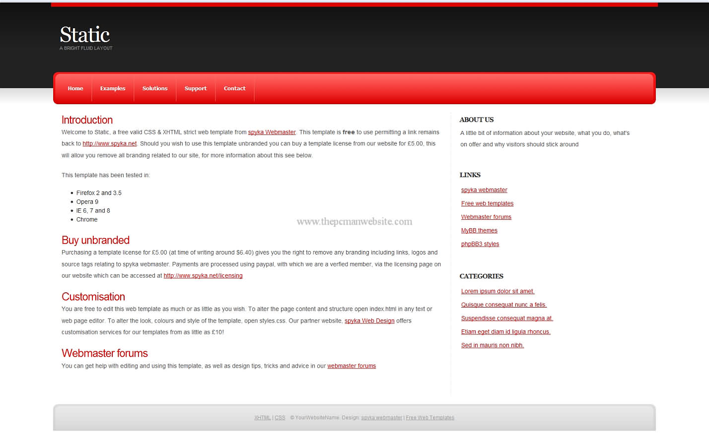 Static Red css template