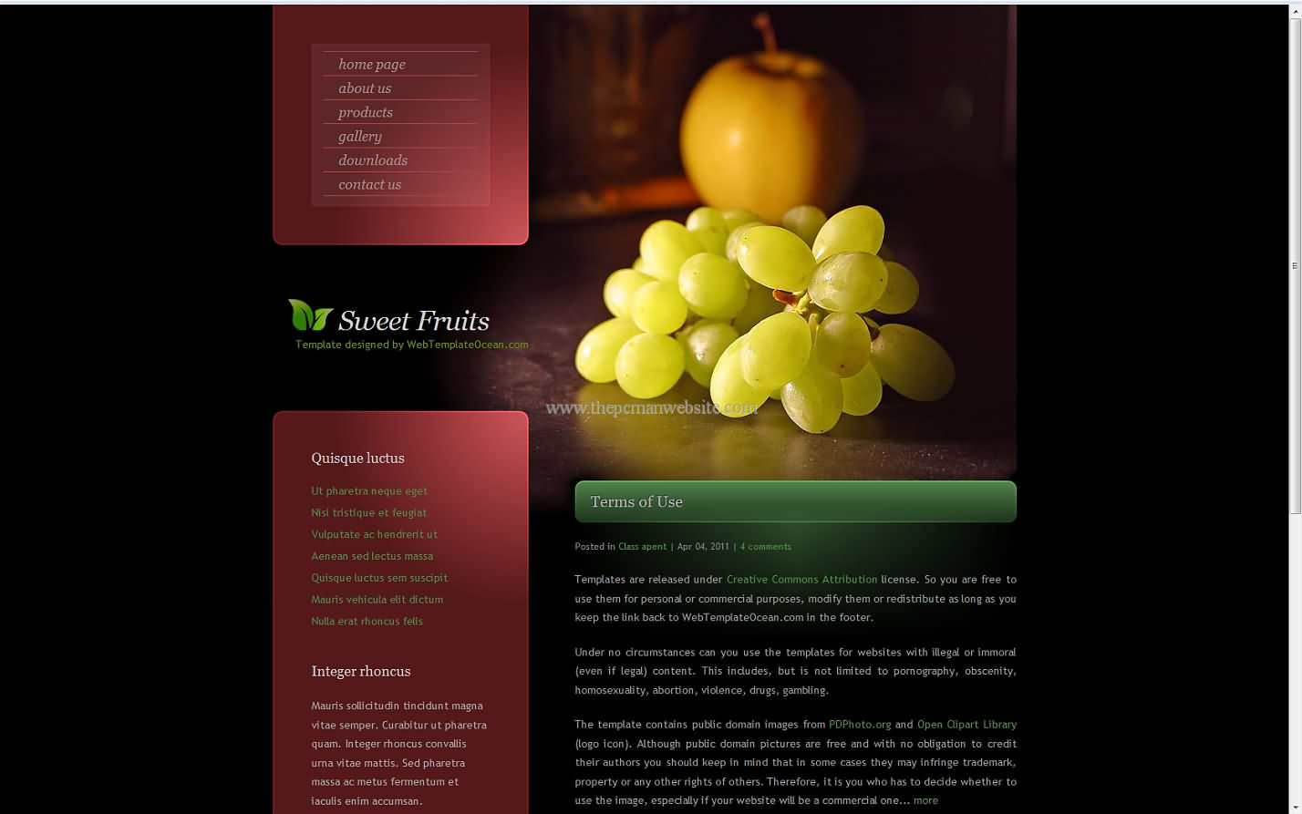Sweet Fruits css template