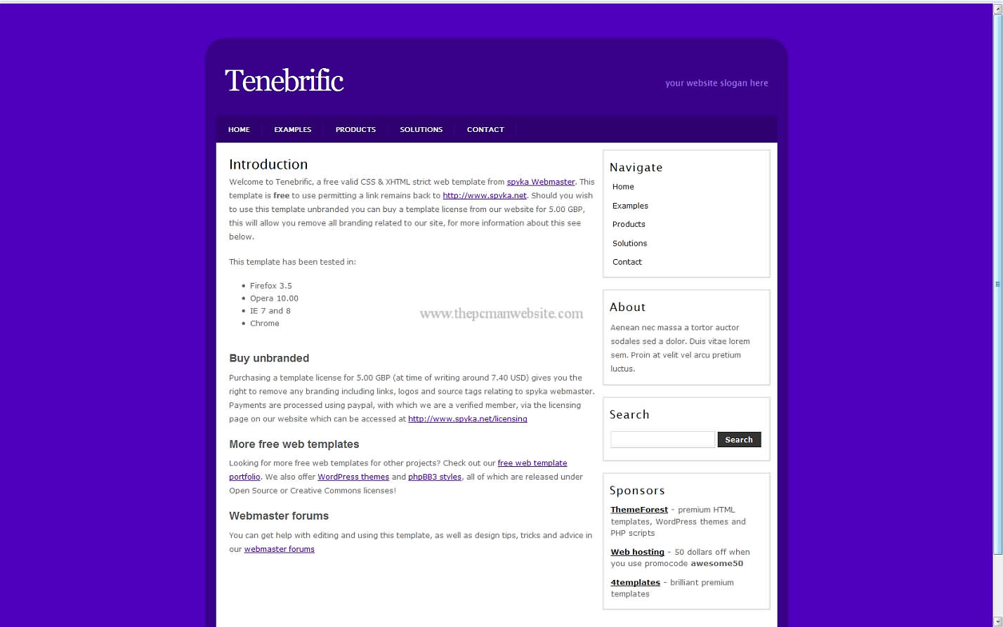 Tenebrific css template