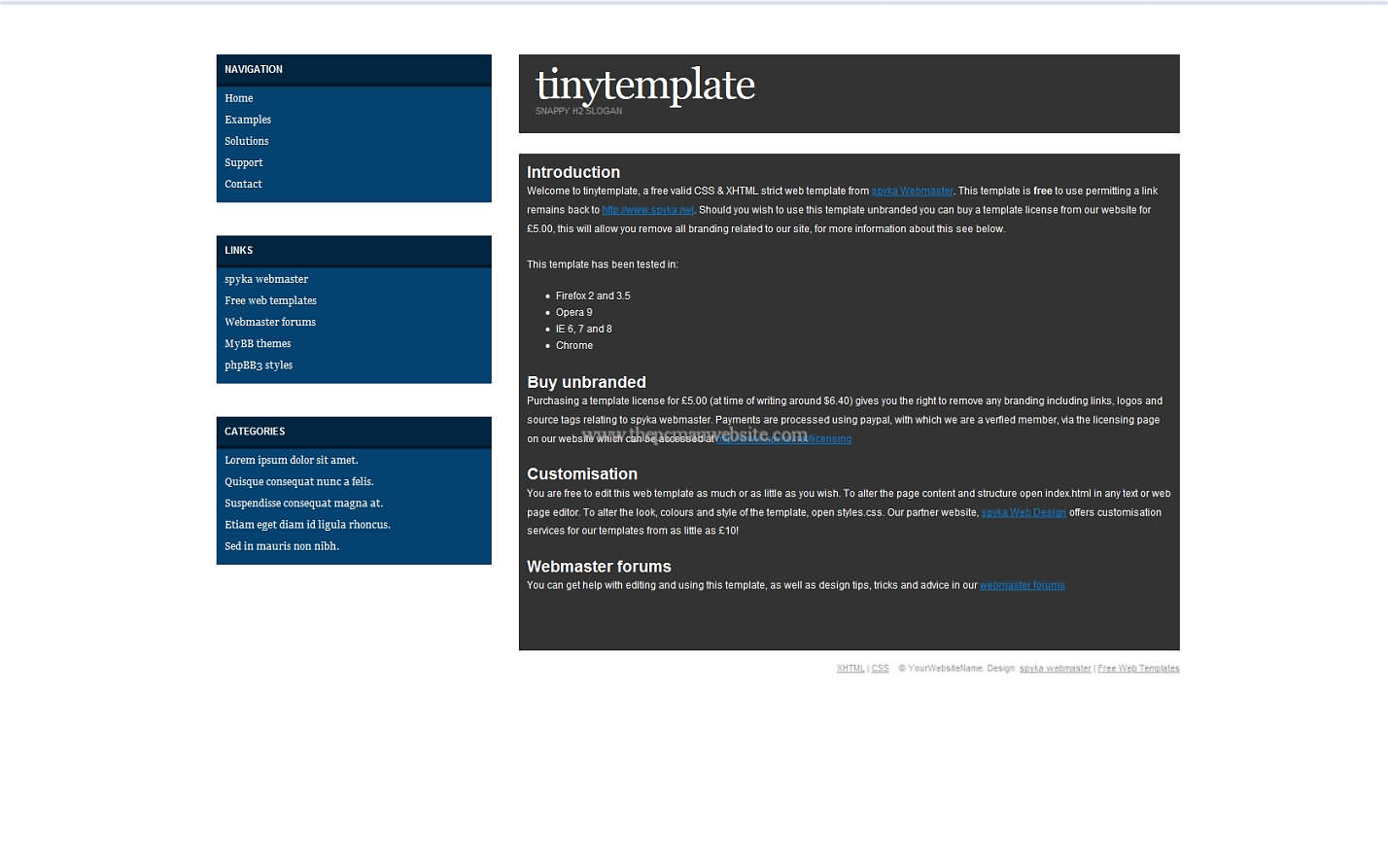 Tiny Template css template