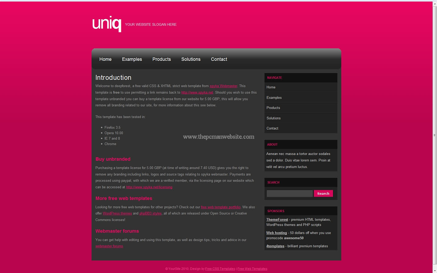 Uniq css template