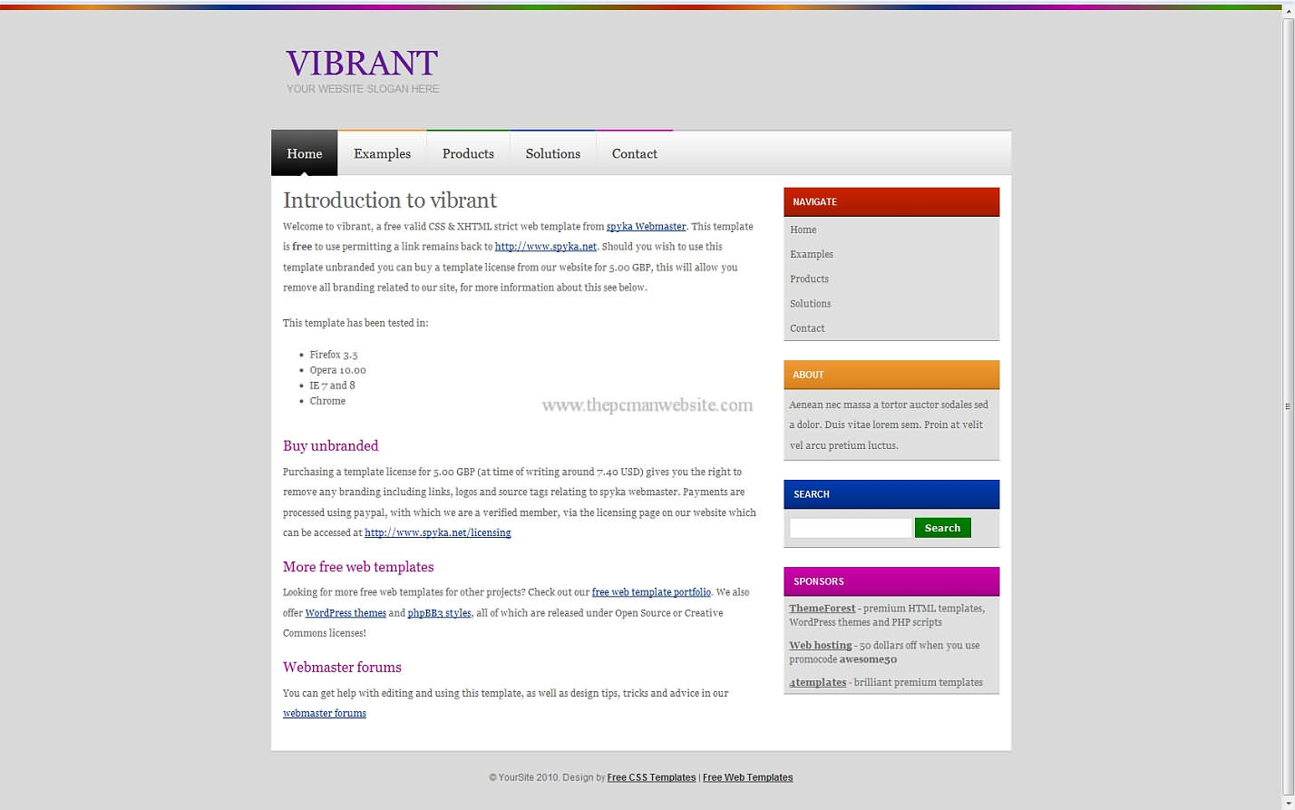 Vibrant css template