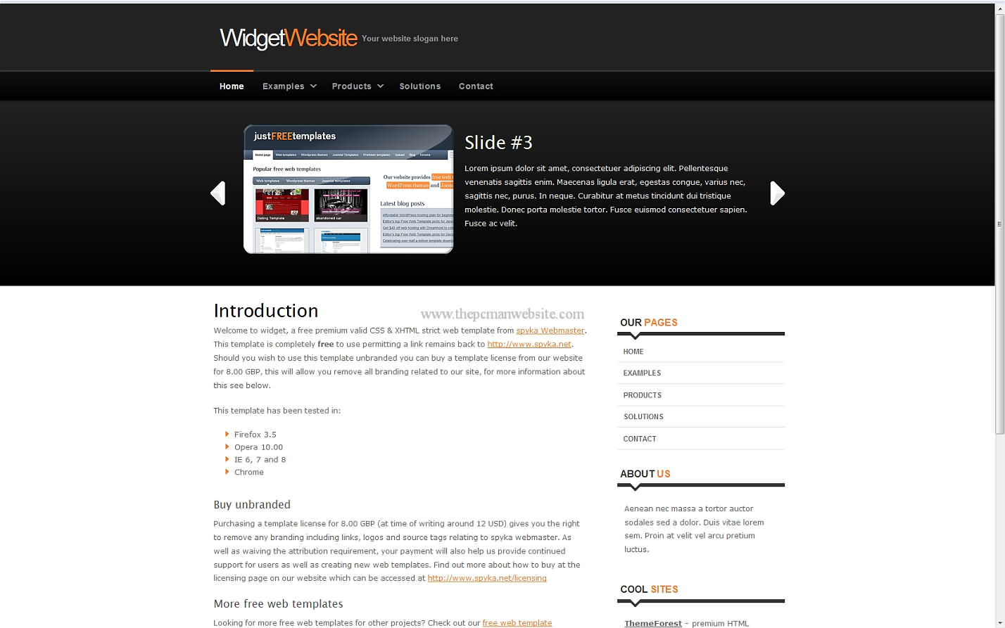 Widget css template