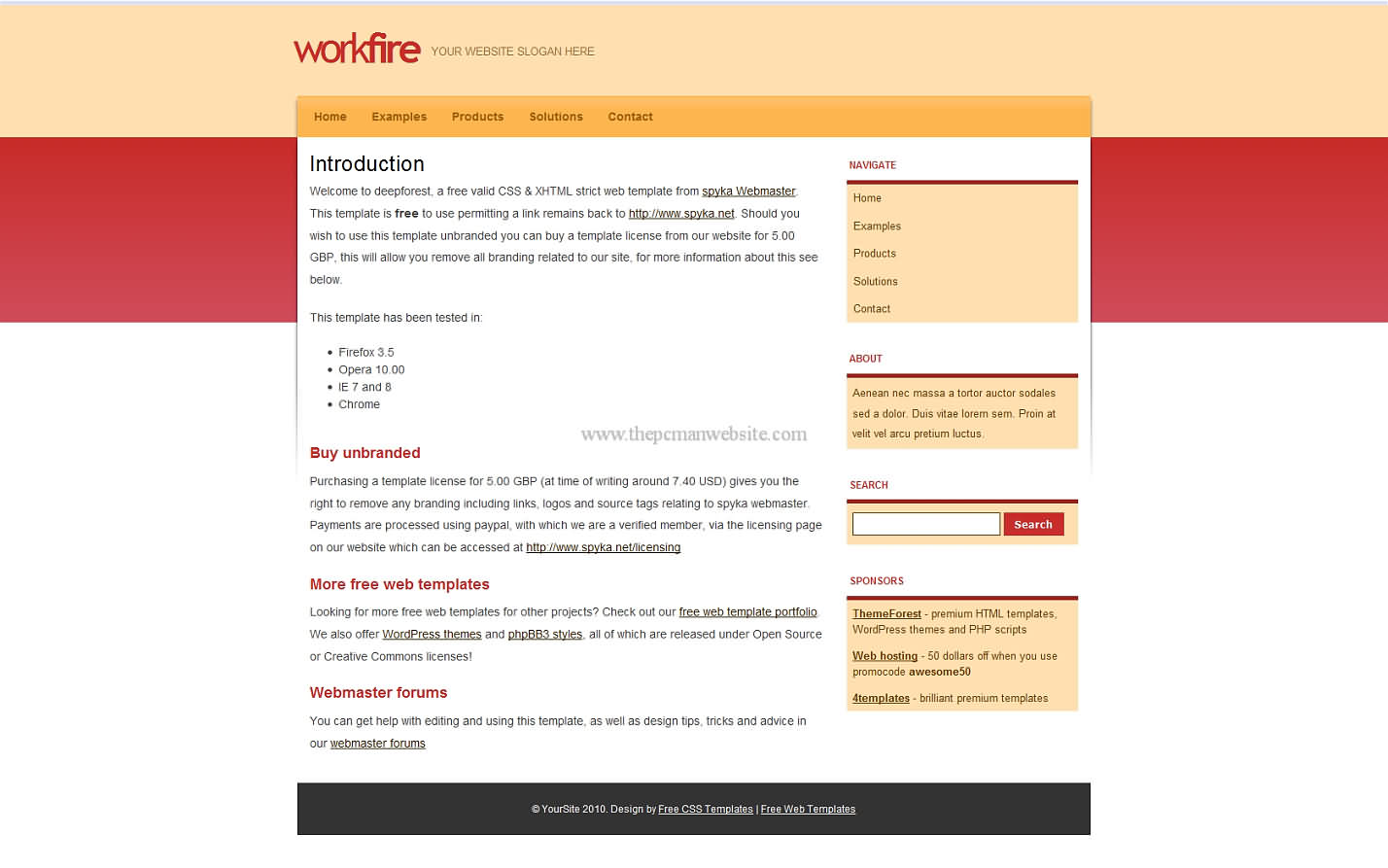 Workfire css template