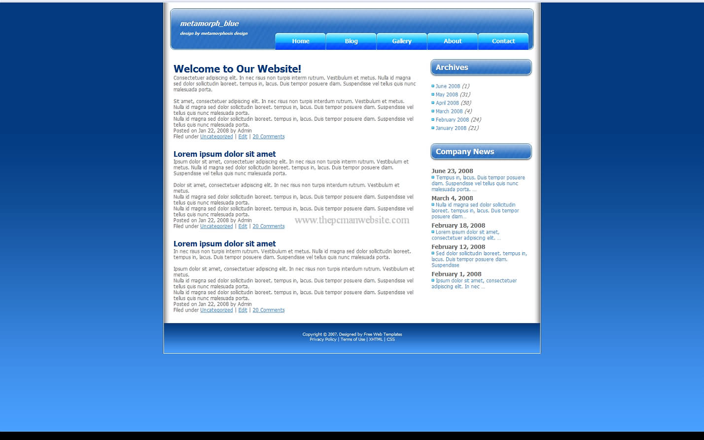 Metamorph Blue wordpress template