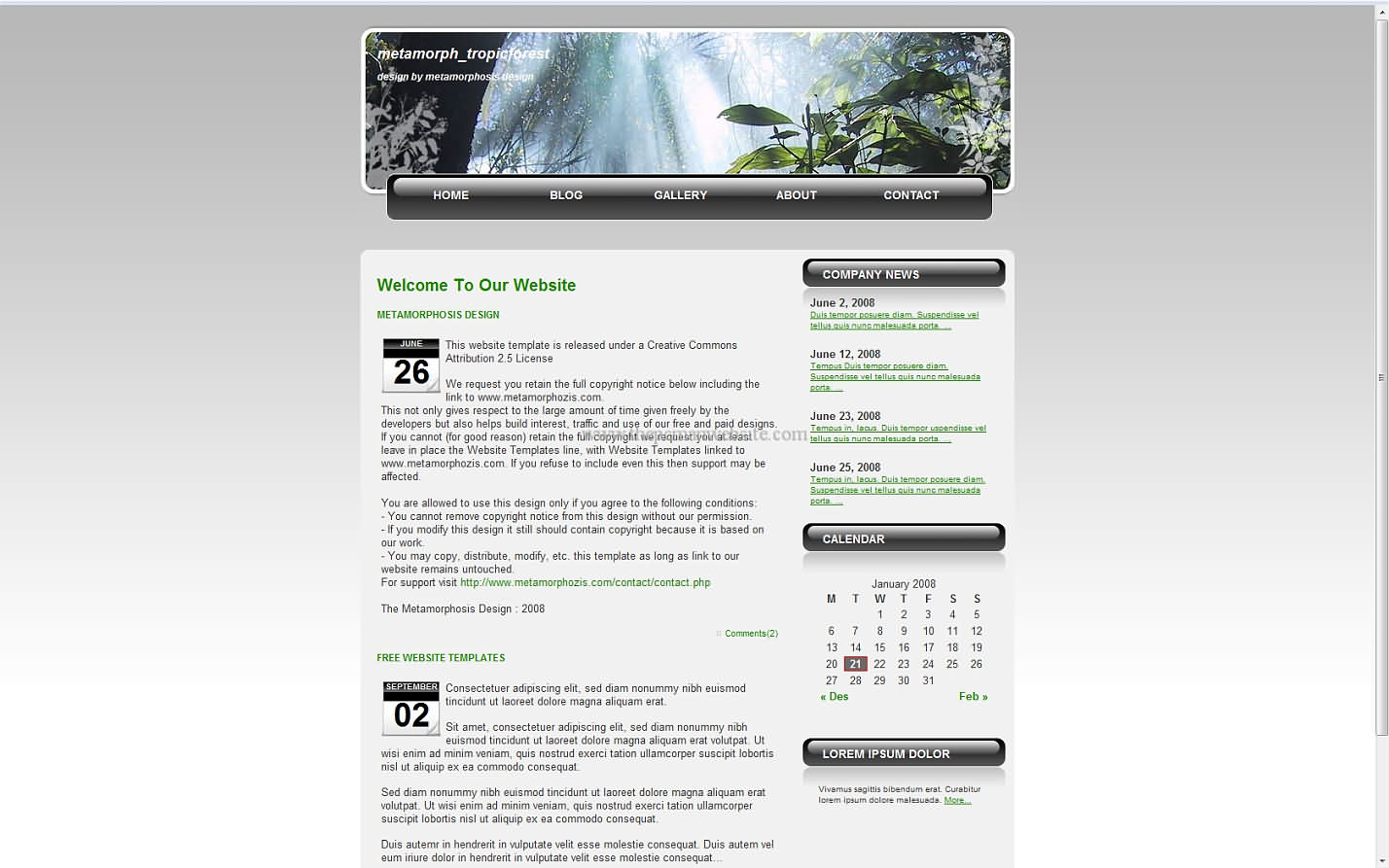 Metamorph Tropicforest wordpress template